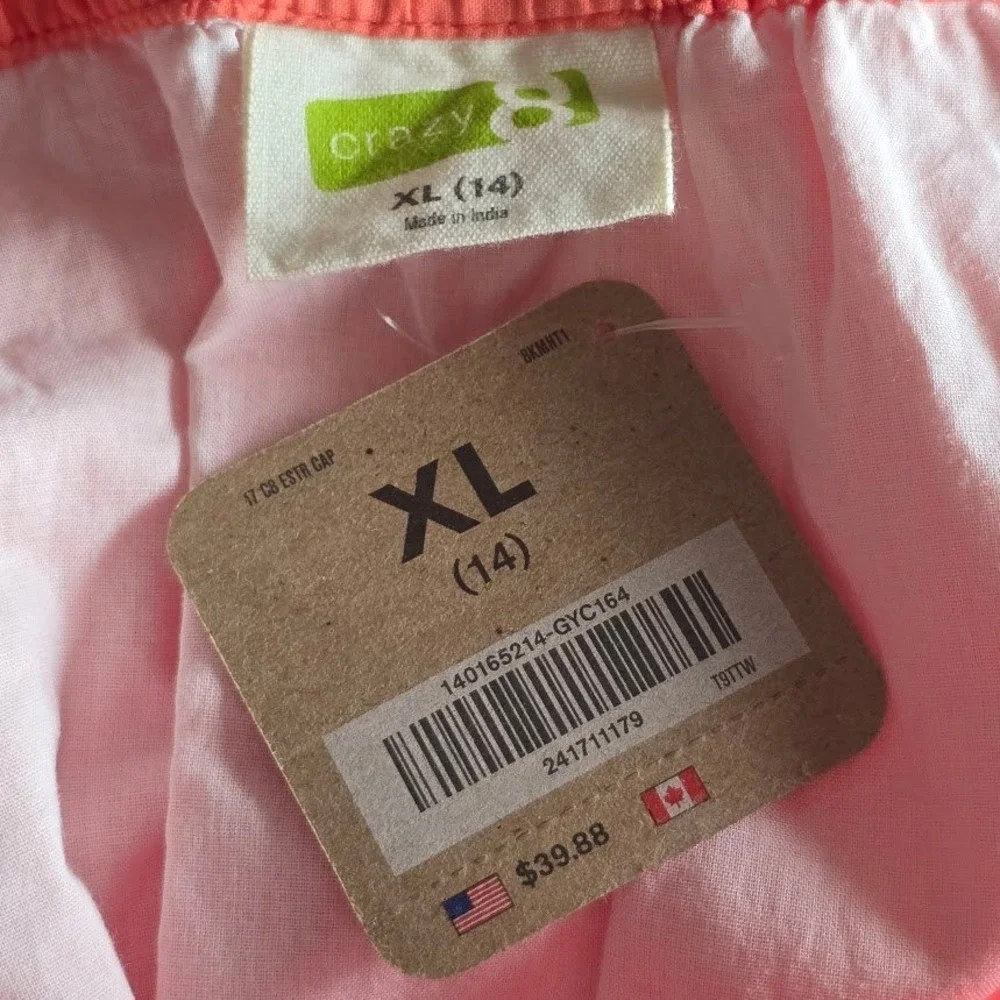 Crazy 8 Sleeveless Dress Kids XL‎ 14 Coral Pink Eyelet Boho Cottagecore Cotton